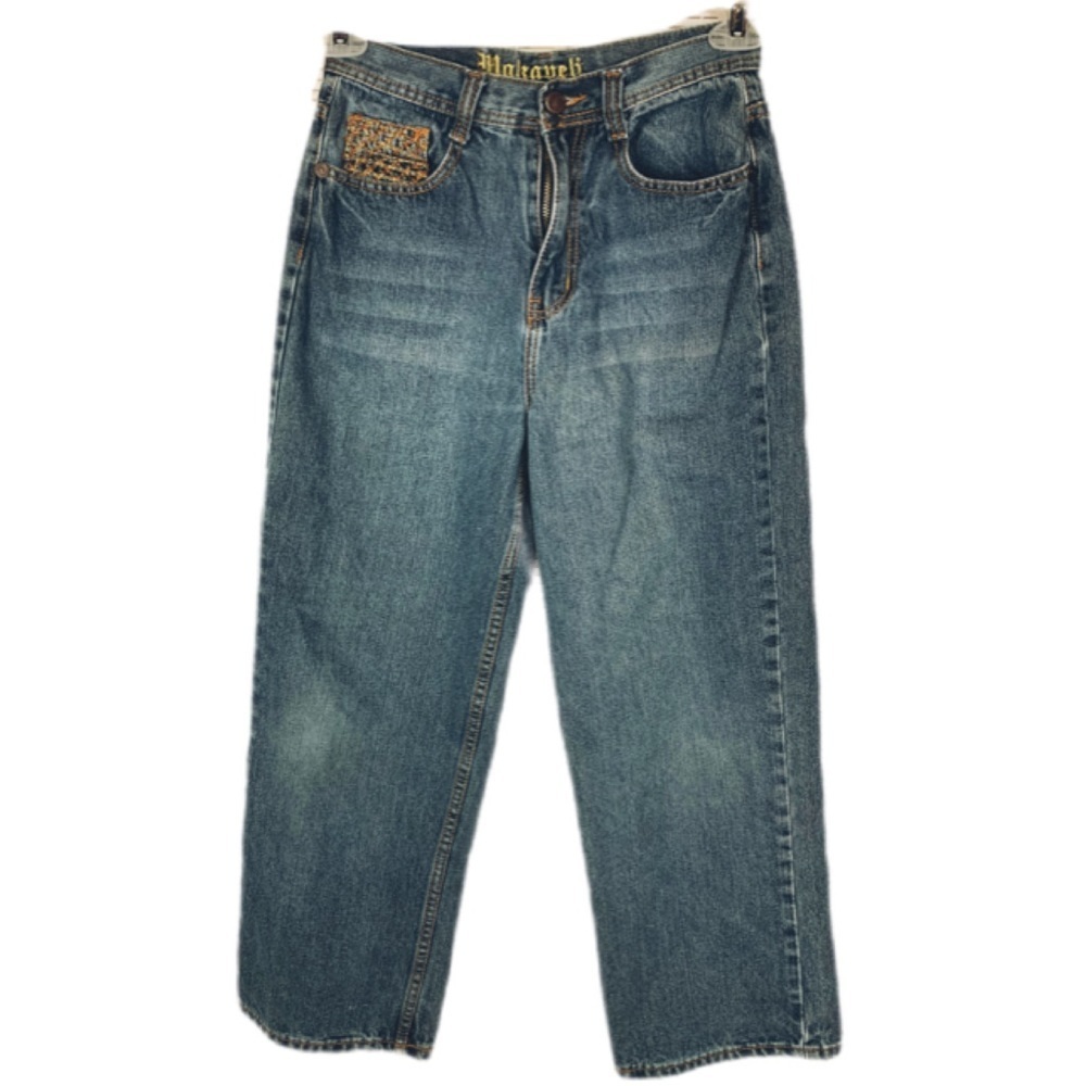Makanelt wide leg high rise embroidered baggy pocket jeans Size 14